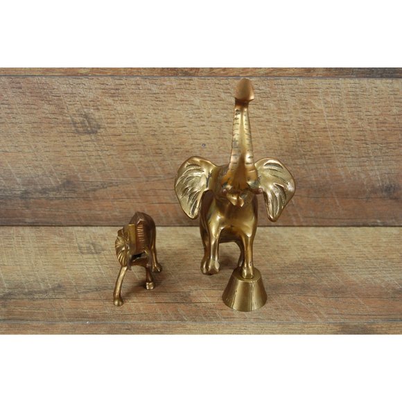 (2) Brass Elephants Made in India 8" and 5" - Picture 2 of 7